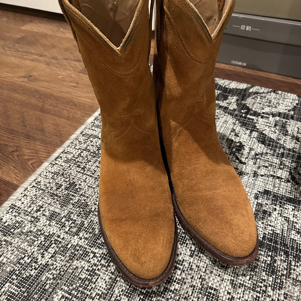 Tan Suede Cowboy Boots